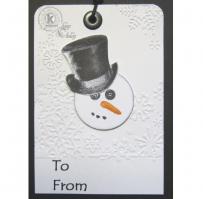 Top Hat Snowman Christmas Gift Tag - Kitchen Sink Stamps