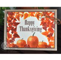 Red Ivy and Pumpkins Thanksgiving Card - Kitchen Sink Stamps