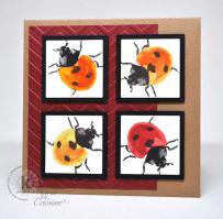 4 Ladybugs Square Card - Kitchen Sink Stamps