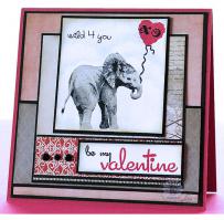 Baby Elephant Wild for You Valentine Card - Kitchen Sink Stamps