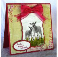 Two Baby Lambs God's Sweet Miracle Baby or Easter Card - Kitchen Sink Stamps