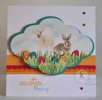 Baby Lamb and Bunny Happy Easter Card - Kitchen Sink Stamps