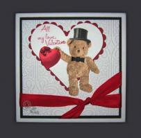 Top Hat Teddy Bear All My Love Valentine Card - Kitchen Sink Stamps