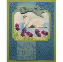 Swan Swimming amongst the Tulips Card - Kitchen Sink Stamps