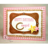 Horseshoe and Star Happy Birthday Cowgirl Card - Kitchen Sink Stamps