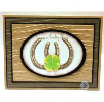 Double Lucky Horseshoes and Shamrock Good Luck or St. Patrick's Day Card - Kitchen Sink Stamps