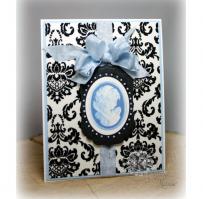 Blue Cameo on Black Mother's Day Card - Kitchen Sink Stamps
