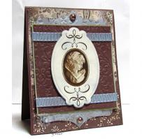Vintage and Blue Cameo Note Card - Kitchen Sink Stamps