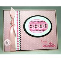 Pink & Black Ukrainian Pysanky Easter Egg Easter Card - Kitchen Sink Stamps