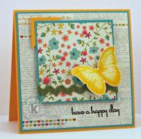 Yellow Butterfly Have a Happy Day Card - Kitchen Sink Stamps