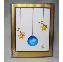 Simple Joy Ornament and Stars hanging Holiday Card