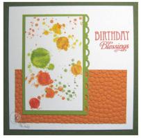 Orange, Yellow , and Green Paint Splatters Birthday Card - Kitchen Sink Stamps
