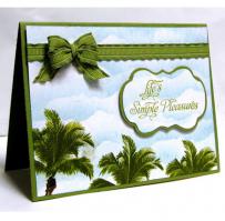 Palm Tree Tops and Blue Cloudy Sky LIfe's Simple Pleasures Note Card - Kitchen Sink Stamps