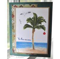 Palm Tree with One Christmas Ornament Holiday Card - Kitchen Sink Stamps