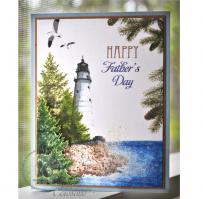 Lighthouse by the Sea Amongst The Pine Trees Father's Day Card - Kitchen Sink Stamps
