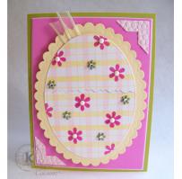 Pink and Yellow Plaid Easter Egg Surprise Card - Kitchen Sink Stamps