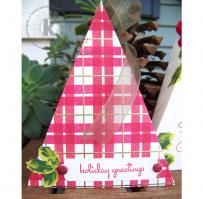 Red and Gold Plaid Triangle Christmas Treat Box - Kitchen Sink Stamps
