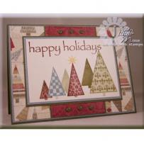 Playful Christmas Trees Happy Holidays Card - Kitchen Sink Stamps