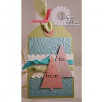 Turquoise and Pink Playful Tree Christmas Tag - Kitchen Sink Stamps