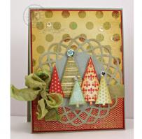 Polka Dot Playful Trees Christmas Card - Kitchen Sink Stamps