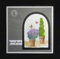 Thank You Topiary Window card - Kitchen Sink Stamps