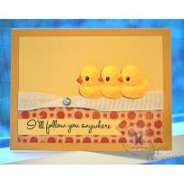 3 Rubber Duckies in a Row Fallow You Anywhere Card - Kitchen Sink Stamps