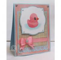 Pink Rubber Ducky Baby Card - Kitchen Sink Stamps