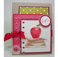 Apple on top of Books A+ Card - Kitchen Sink Stamps
