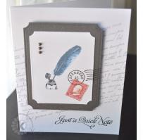 Quill Pen and Postage Stamp Quick Note Card - Kitchen Sink Stamps