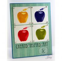 4 Different Colored Apples: Create, Inspire, Art Note Card - Kitchen Sink Stamps