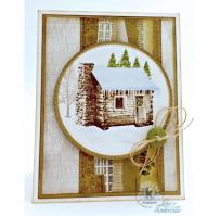 Snowy Cabin Christmas Card - Kitchen Sink Stamps