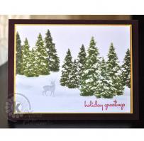 Snowy Pine Forest Holiday Card - Kitchen Sink Stamps