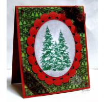 Snow covered Pine Tress Holiday Card - Kitchen Sink Stamps