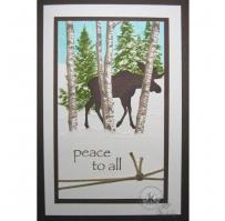 Mose walking in the snow through the Birch and Pine Trees - Kitchen Sink Stamps