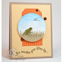 Frog and Dragonfly a Year Flies By Card - Kitchen Sink Stamps
