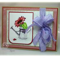 Red Sunflower in Watering Can Note Card - Kitchen Sink Stamps