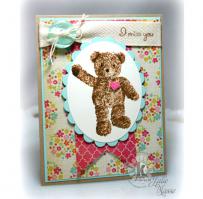 Teddy Bear Miss You Wishes Card - Kitchen Sink Stamps