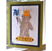 Teddy Bear Birthday King Card  - Kitchen Sink Stamps
