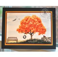 Autumn Tree in the Park Note Card - Kitchen Sink Stamps