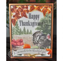 Thanksgiving Day Turkey Scene Card - Kitchen Sink Stamps