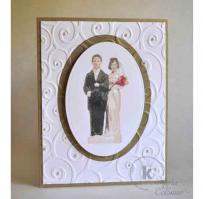 Vintage Bride and Groom Wedding Card white and gold Wedding Card  - Kitchen Sink Stamps