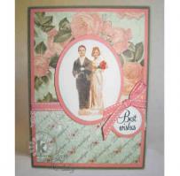 Vintage Bride and Groom Wedding and Roses Wedding Card - Kitchen Sink Stamps