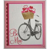 Be Mine Bicycle Basket of Love Valentine Card - Kitchen Sink Stamps