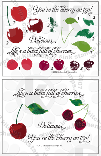 Cherries Rubber Stamp Cherry on Stem A27811 WM 