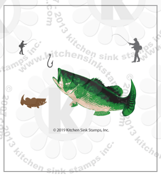 fishing fish bass rubberstamps clear stamps