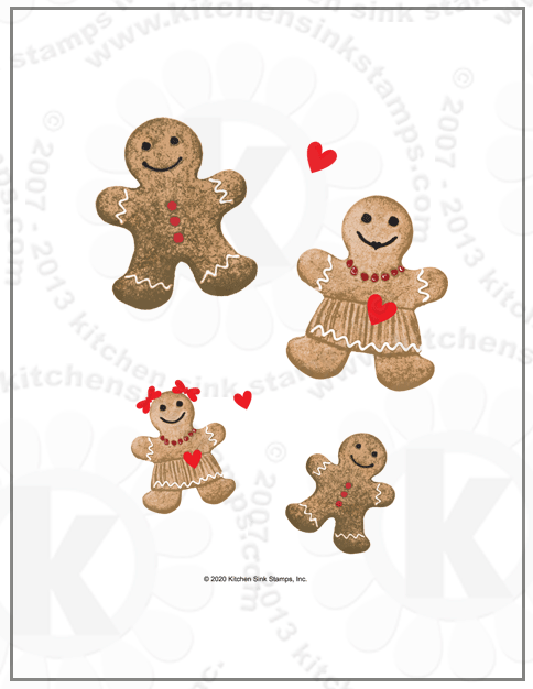 Gingerbread Man woman and kids rubberstamps clear stamps