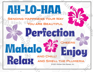 Aloha, Hawaiian Tropical Sentiments rubberstamps clear stamps