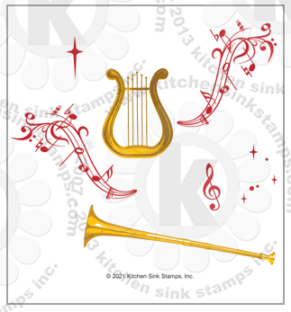 Musical Things 4 Teddy rubberstamps clear stamps