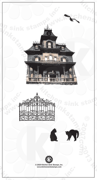 Mysterious Mansion Haunted House rubberstamps clear stamps