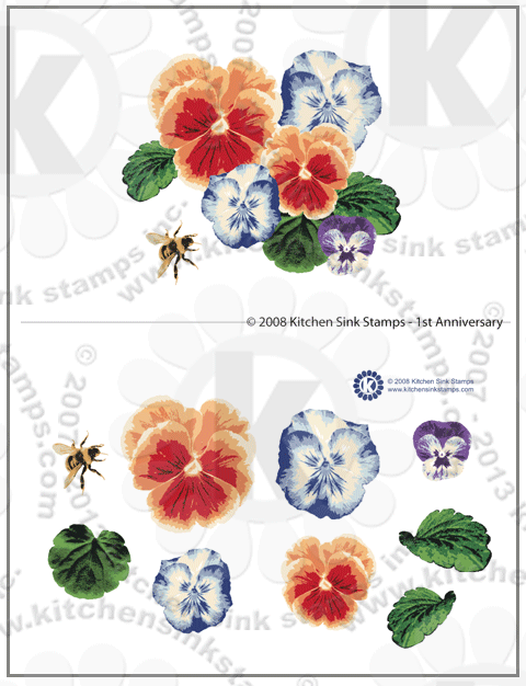 pansy violet flowers rubberstamps clear stamps